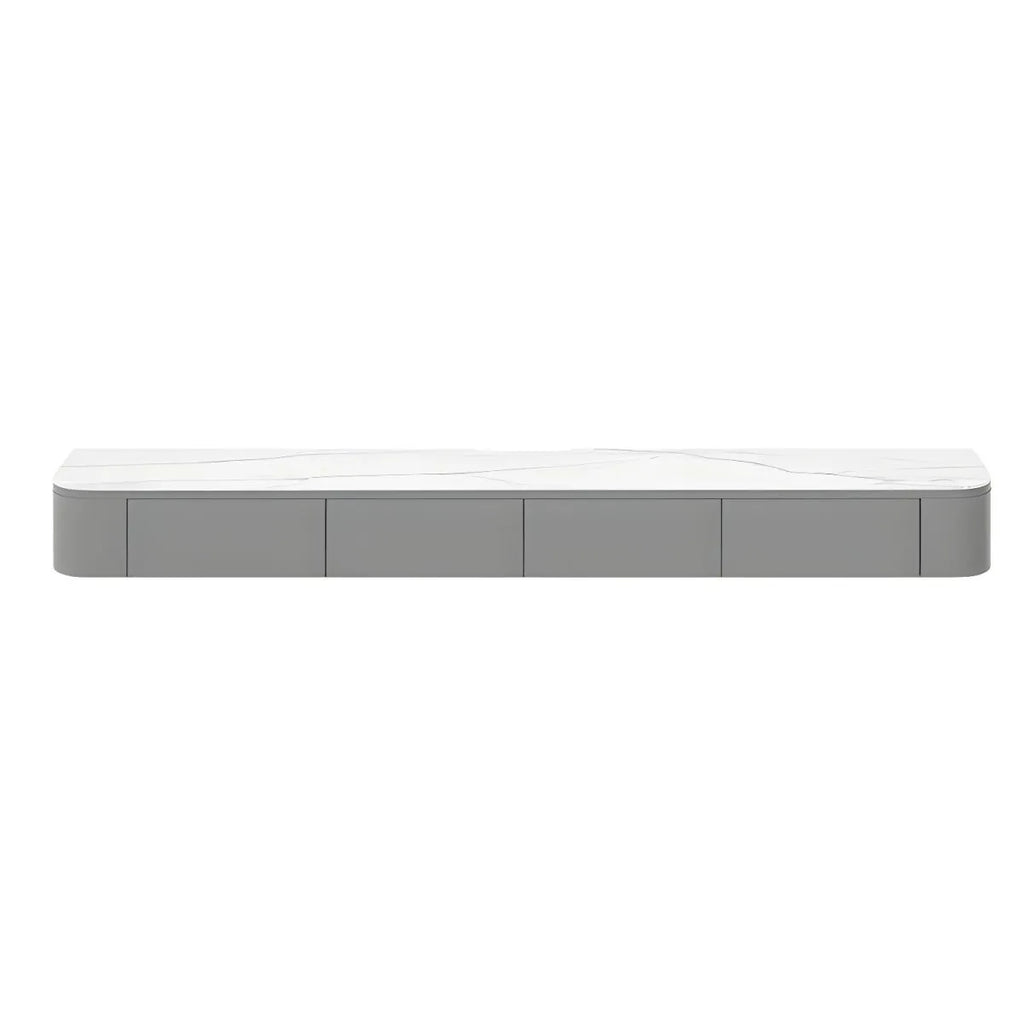 Modern Floating TV Stand in White or Grey Rubberwood with Cable Management