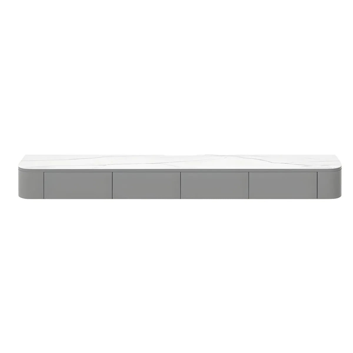 Modern Floating TV Stand in White or Grey Rubberwood with Cable Management