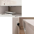 Modern Floating TV Stand in White or Grey Rubberwood with Cable Management