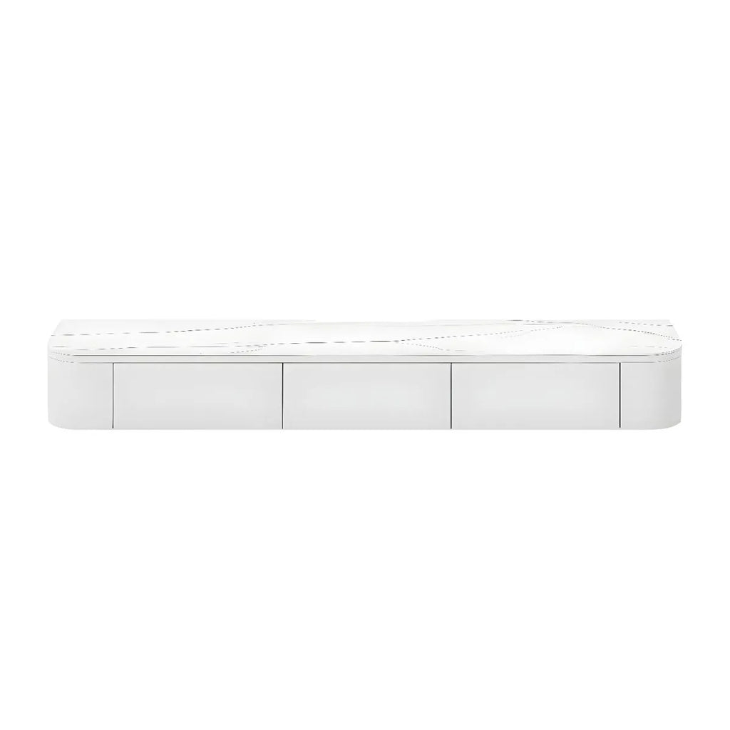 Modern Floating TV Stand in White or Grey Rubberwood with Cable Management