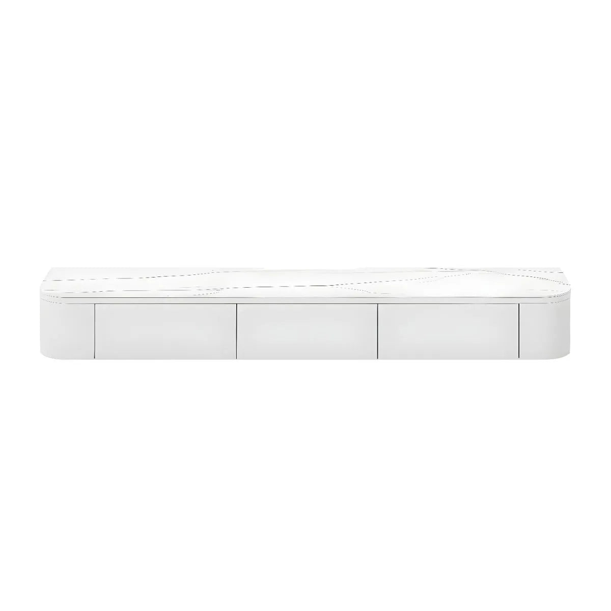 Modern Floating TV Stand in White or Grey Rubberwood with Cable Management