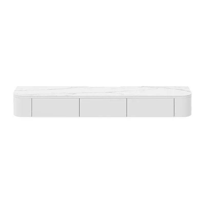 Modern Floating TV Stand in White or Grey Rubberwood with Cable Management