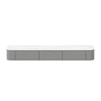 Modern Floating TV Stand in White or Grey Rubberwood with Cable Management