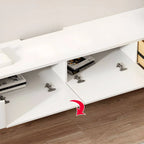 Modern Floating TV Stand in White or Grey Rubberwood with Cable Management