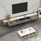 Modern Floating TV Stand in White or Grey Rubberwood with Cable Management