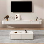 Modern Floating TV Stand in White or Grey Rubberwood with Cable Management