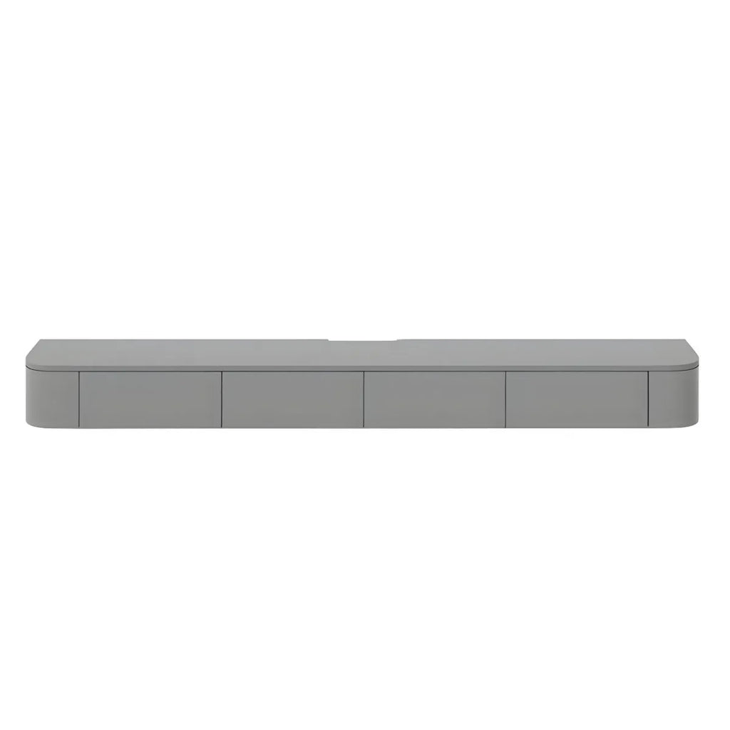 Modern Floating TV Stand in White or Grey Rubberwood with Cable Management