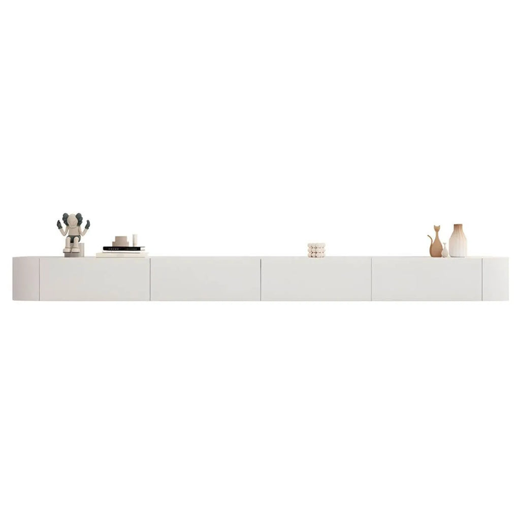 Modern Floating TV Stand in White or Grey with Cable Management