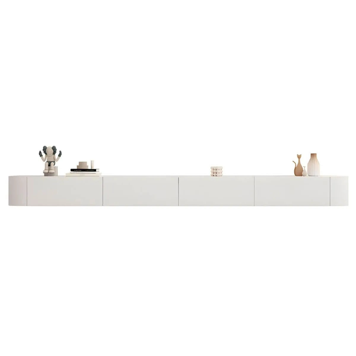 Modern Floating TV Stand in White or Grey with Cable Management
