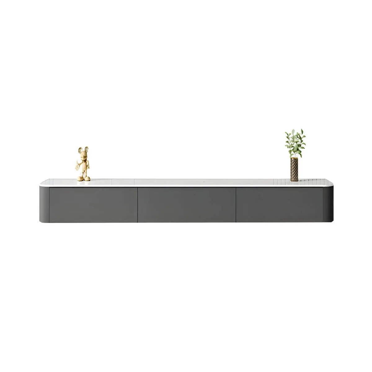 Modern Floating TV Stand in White or Grey with Cable Management