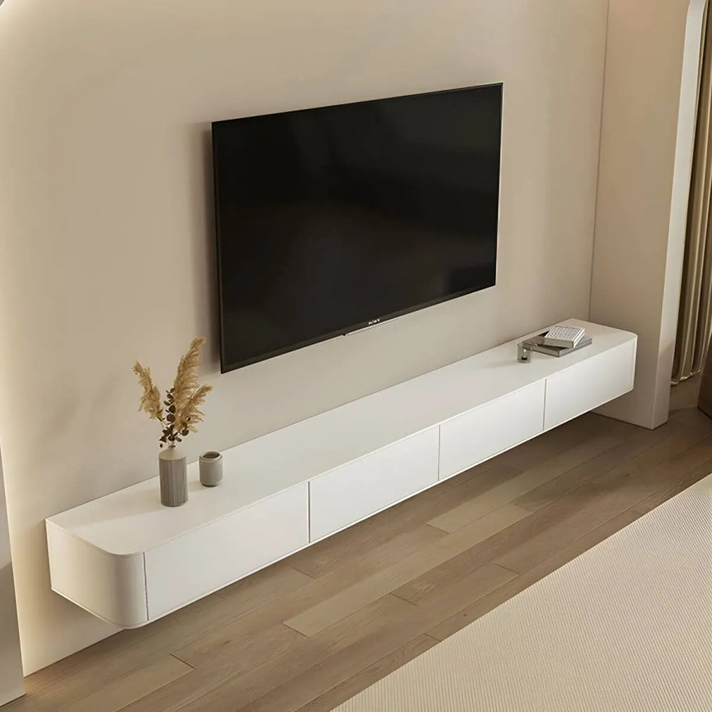 Modern Floating TV Stand in White or Grey with Cable Management