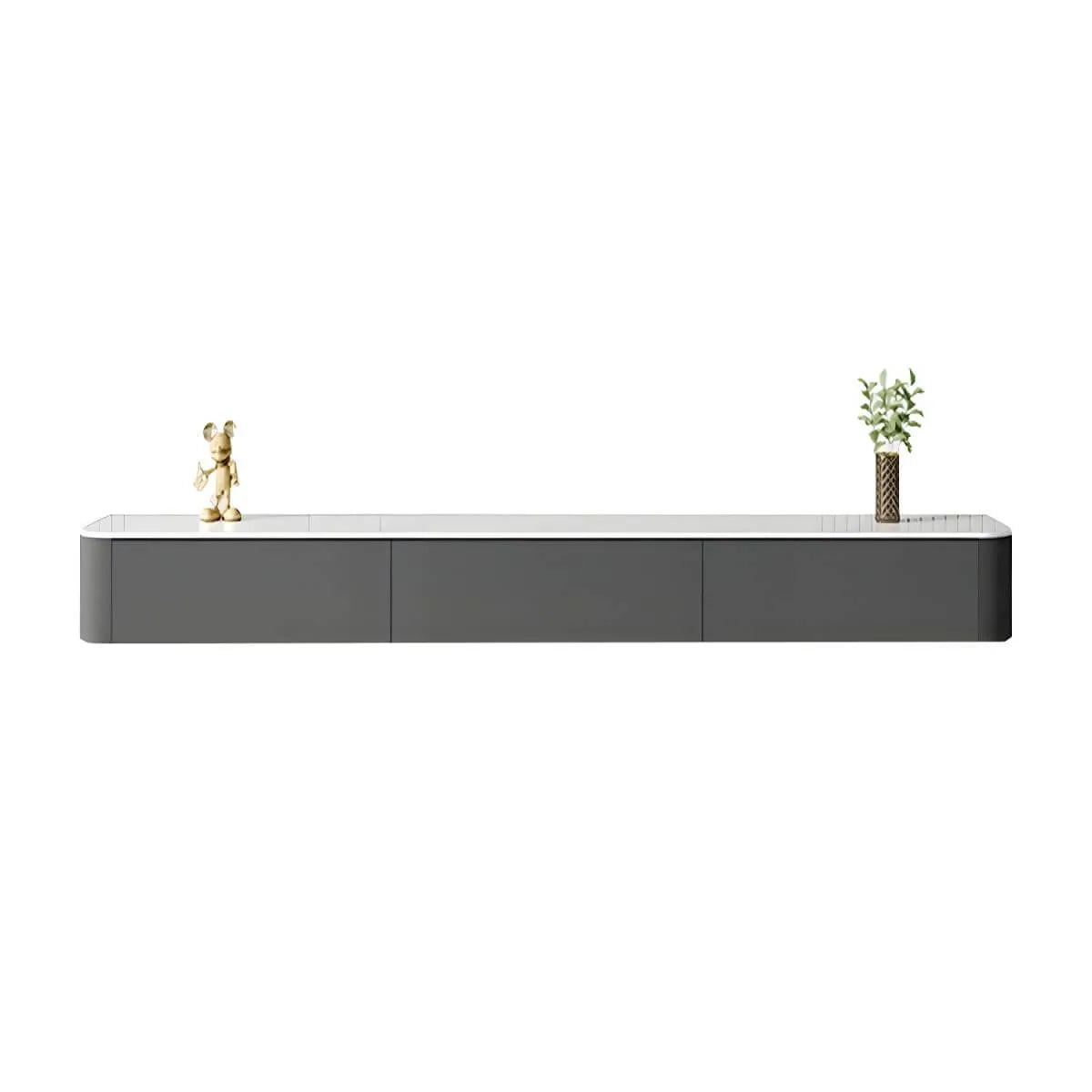 Modern Floating TV Stand in White or Grey with Cable Management