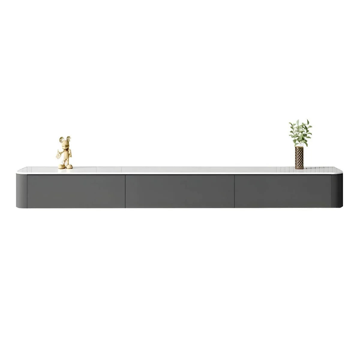 Modern Floating TV Stand in White or Grey with Cable Management