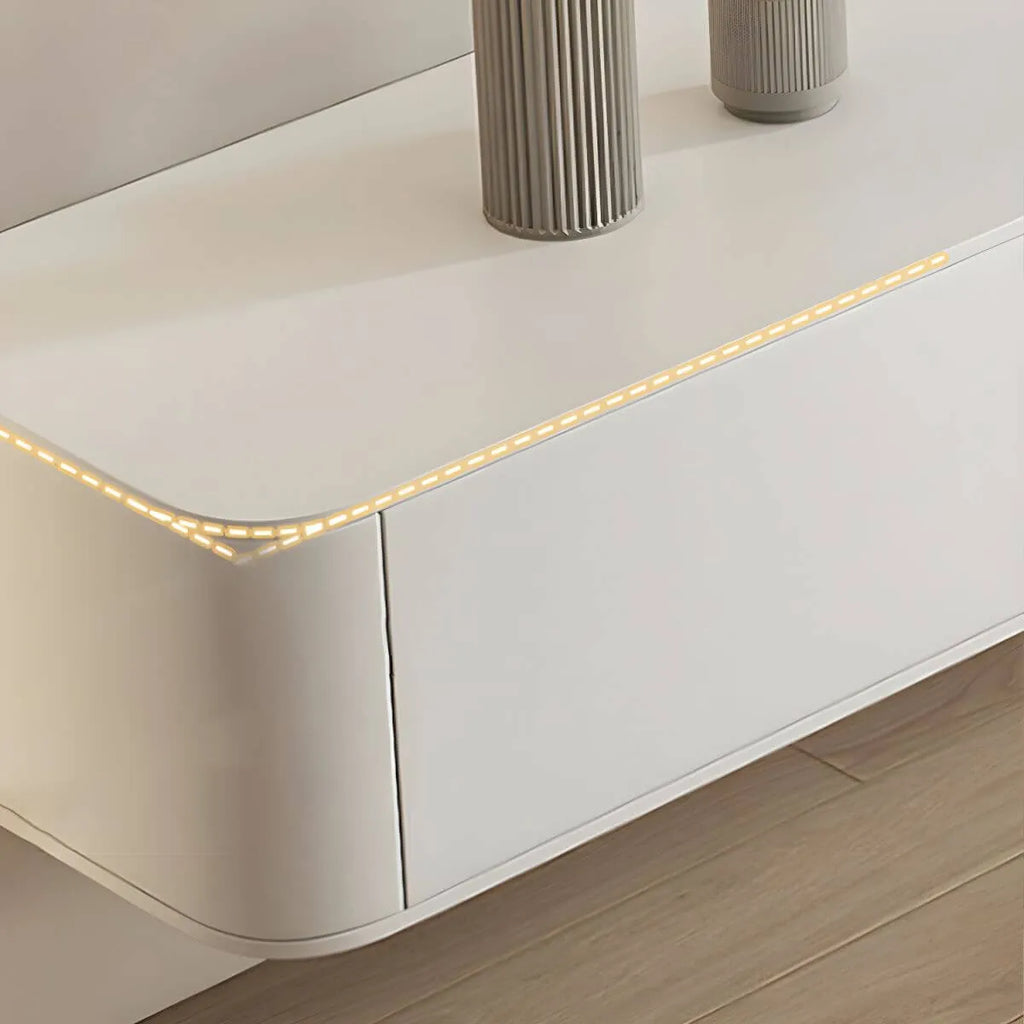 Modern Floating TV Stand in White or Grey with Cable Management