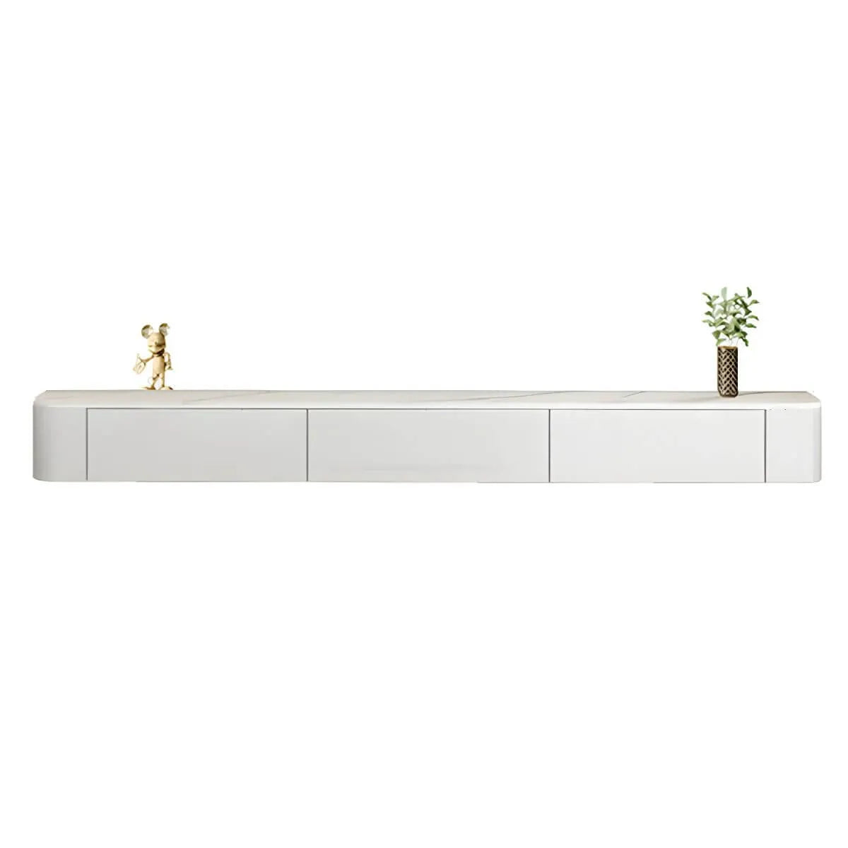 Modern Floating TV Stand in White or Grey with Cable Management