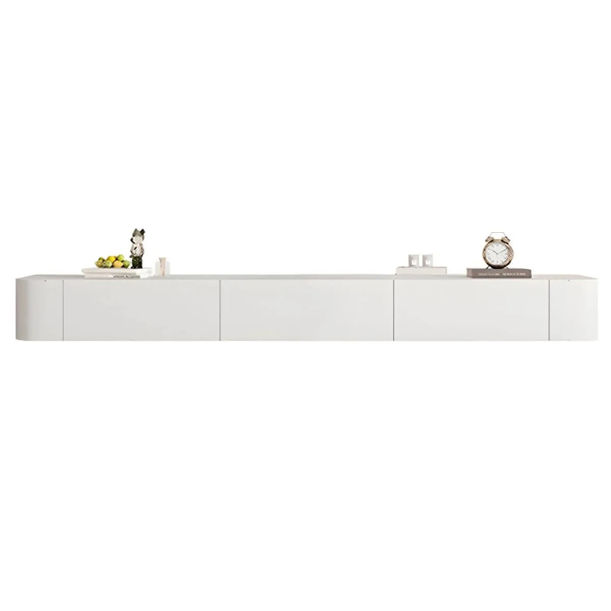 Modern Floating TV Stand in White or Grey with Cable Management