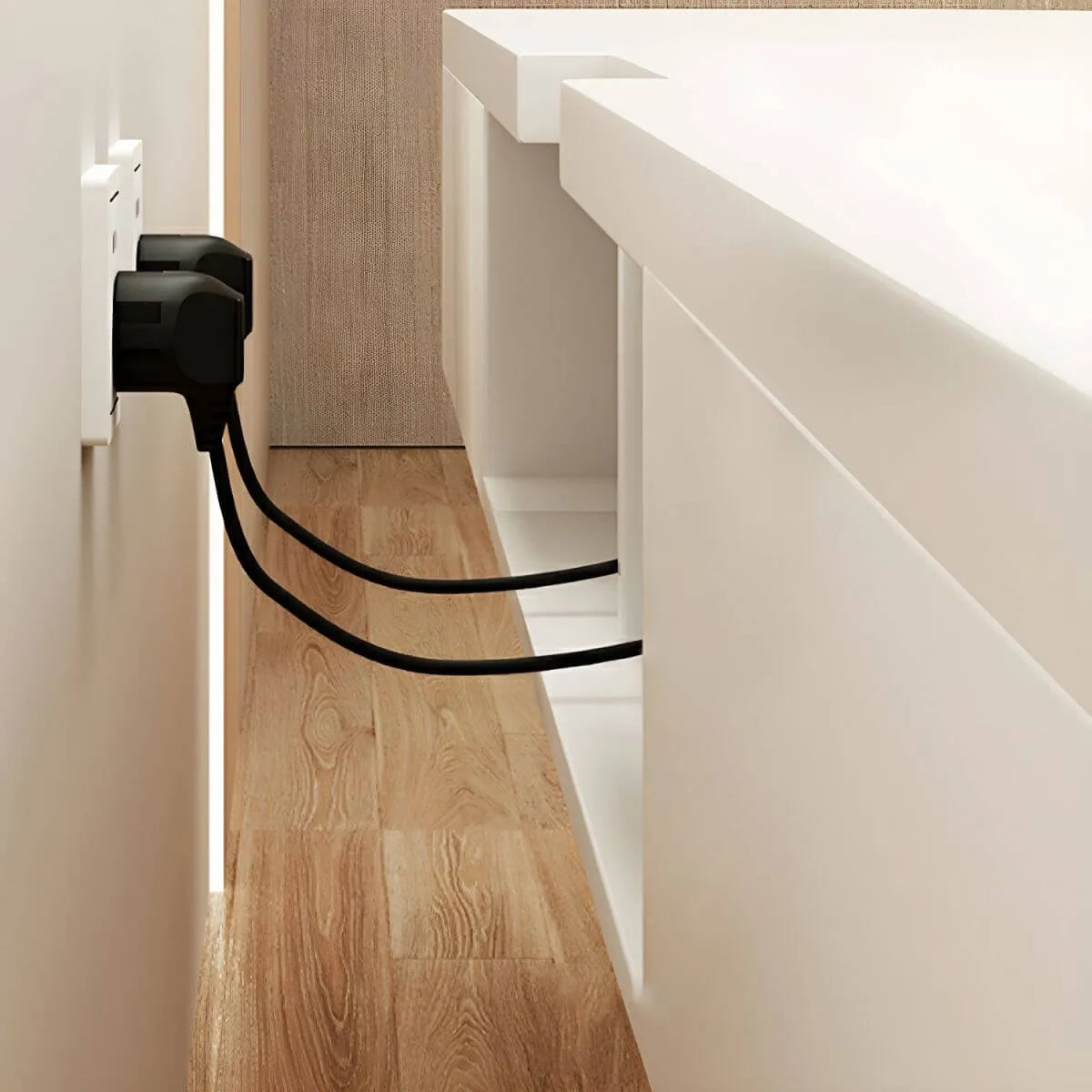 Modern Floating TV Stand in White or Grey with Cable Management