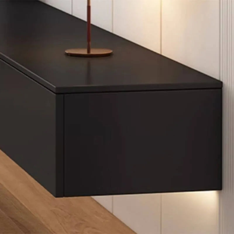 Modern Floating TV Stand with Drawers in Wood and Sintered Stone