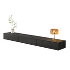 Modern Floating TV Stand with Drawers in Wood and Sintered Stone
