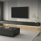 Modern Floating TV Stand with Drawers in Wood and Sintered Stone