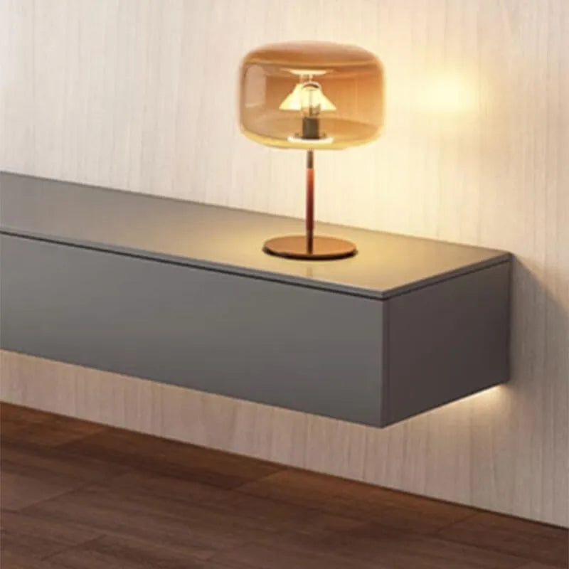 Modern Floating TV Stand with Drawers in Wood and Sintered Stone