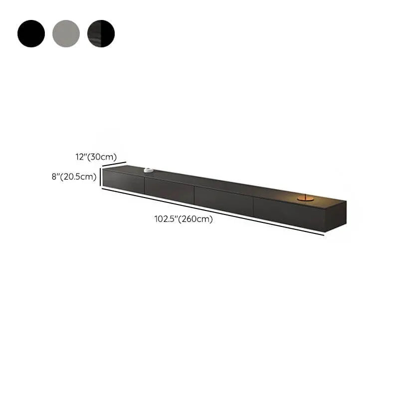 Modern Floating TV Stand with Drawers in Wood and Sintered Stone Dimensions