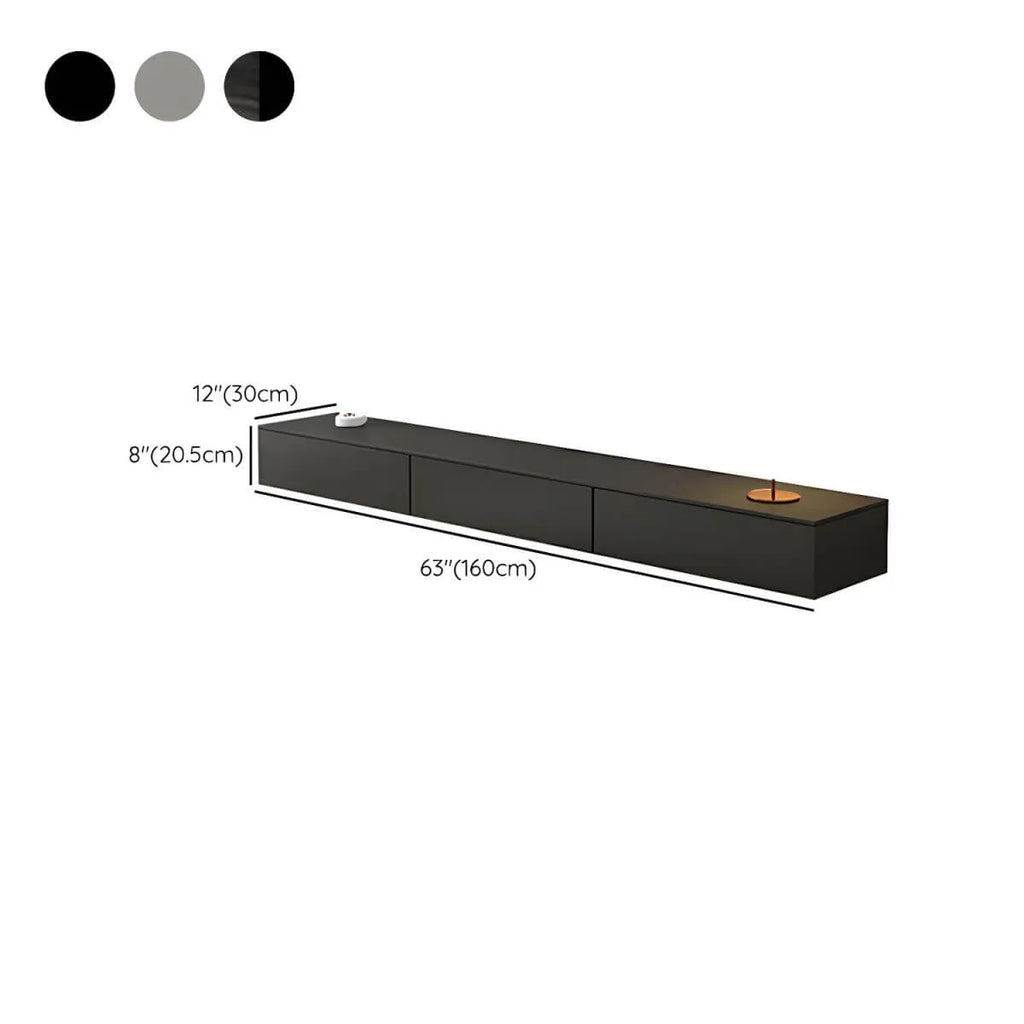 Modern Floating TV Stand with Drawers in Wood and Sintered Stone Dimensions