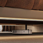 Modern Floating Wood Bed with Integrated Lights