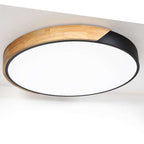 Modern Flush Mount Ceiling Light with Acrylic Diffuser and Wood Accent