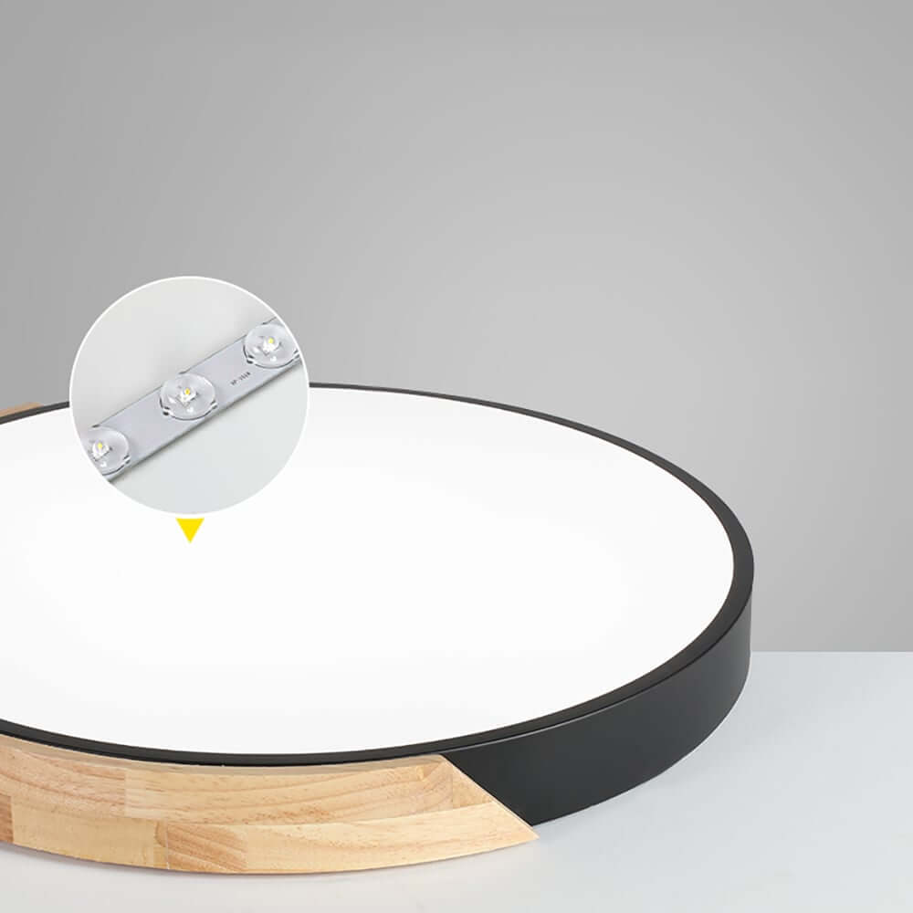 Modern Flush Mount Ceiling Light with Acrylic Diffuser and Wood Accent