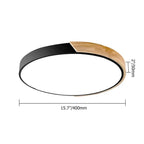 Modern Flush Mount Ceiling Light with Acrylic Diffuser and Wood Accent Dimensions