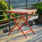 Modern Foldable Bistro Table – Wooden Top & Metal Frame