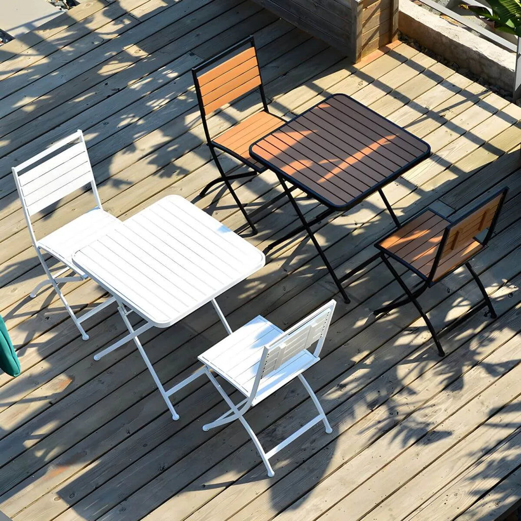 Modern Foldable Bistro Table – Wooden Top & Metal Frame