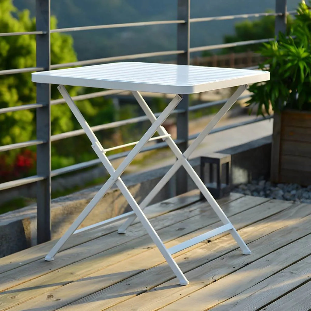 Modern Foldable Bistro Table – Wooden Top & Metal Frame
