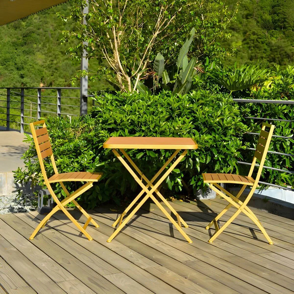 Modern Foldable Bistro Table – Wooden Top & Metal Frame