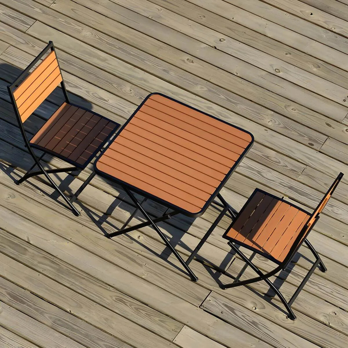 Modern Foldable Bistro Table – Wooden Top & Metal Frame