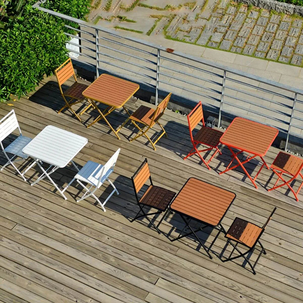 Modern Foldable Bistro Table – Wooden Top & Metal Frame