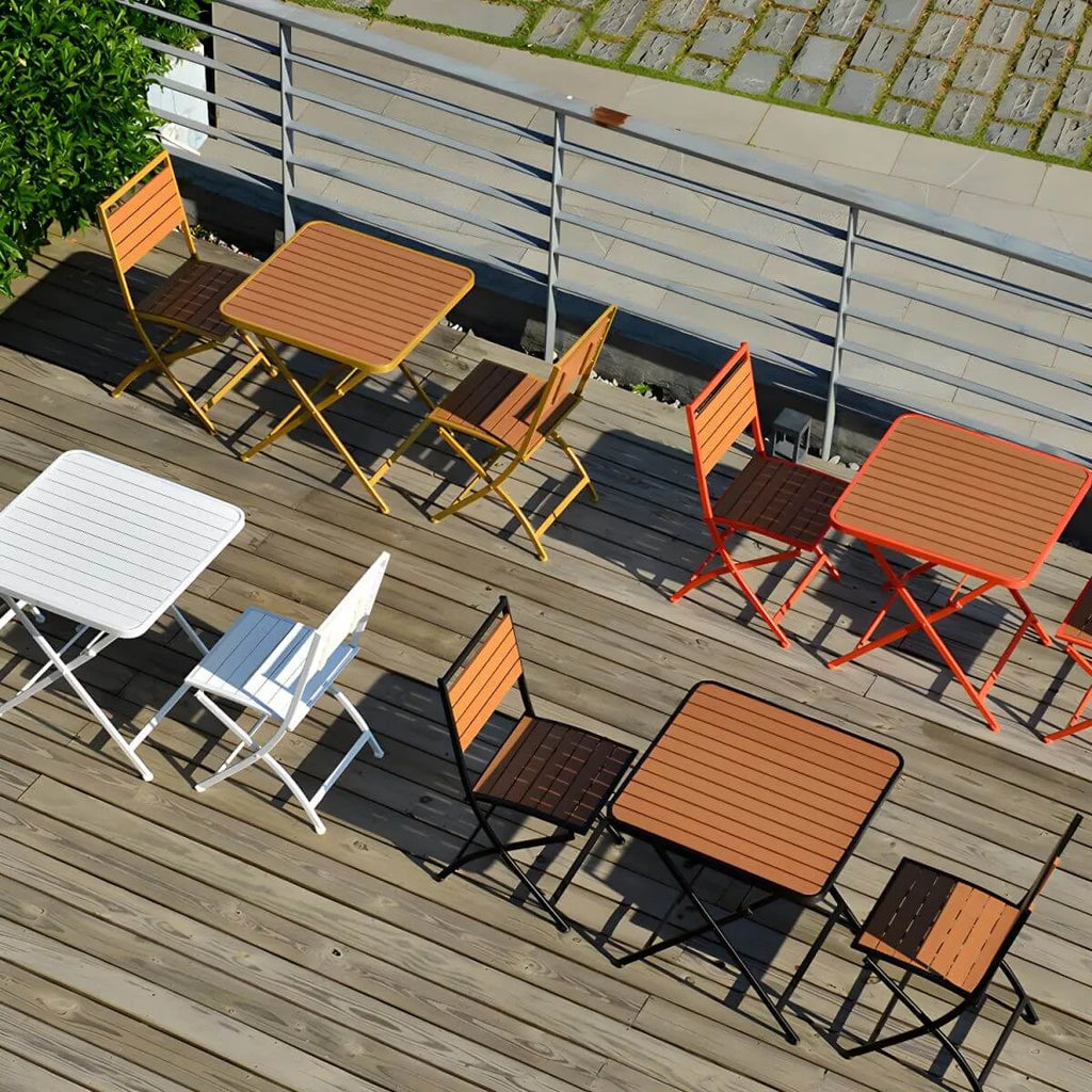 Modern Foldable Bistro Table – Wooden Top & Metal Frame