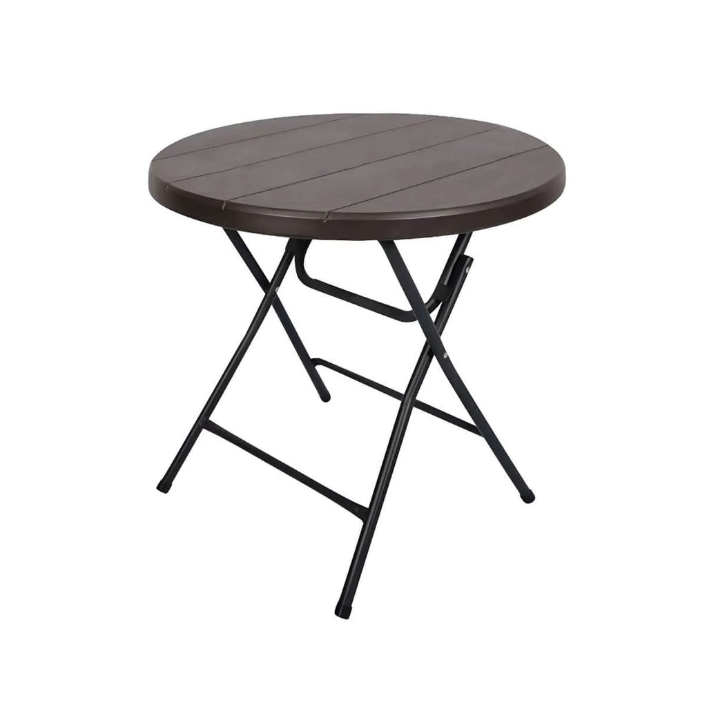 Modern Foldable Camping Table with Wood-Grain Plastic Top