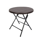 Modern Foldable Camping Table with Wood-Grain Plastic Top