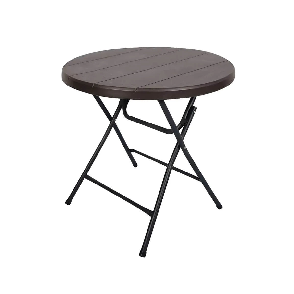Modern Foldable Camping Table with Wood-Grain Plastic Top
