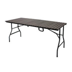 Modern Foldable Camping Table with Wood-Grain Plastic Top