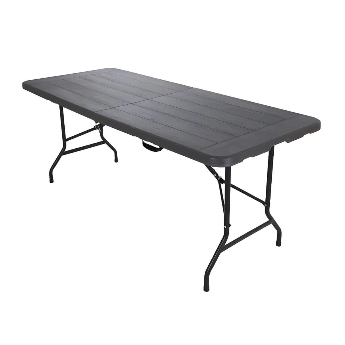 Modern Foldable Camping Table with Wood-Grain Plastic Top