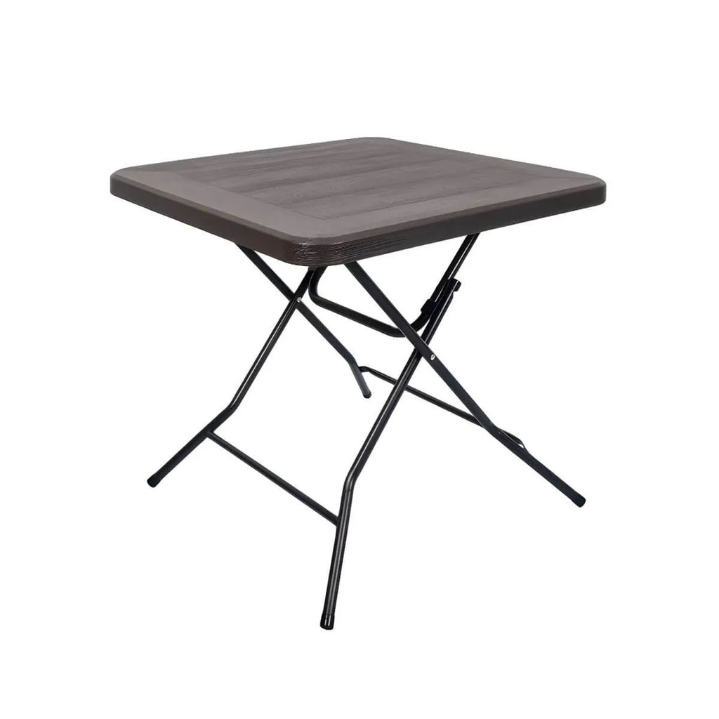 Modern Foldable Camping Table with Wood-Grain Plastic Top