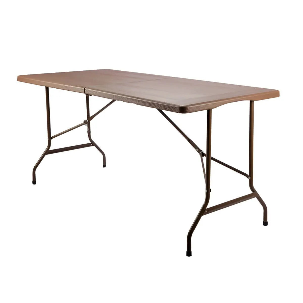 Modern Foldable Camping Table with Wood-Grain Plastic Top