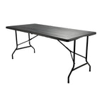 Modern Foldable Camping Table with Wood-Grain Plastic Top