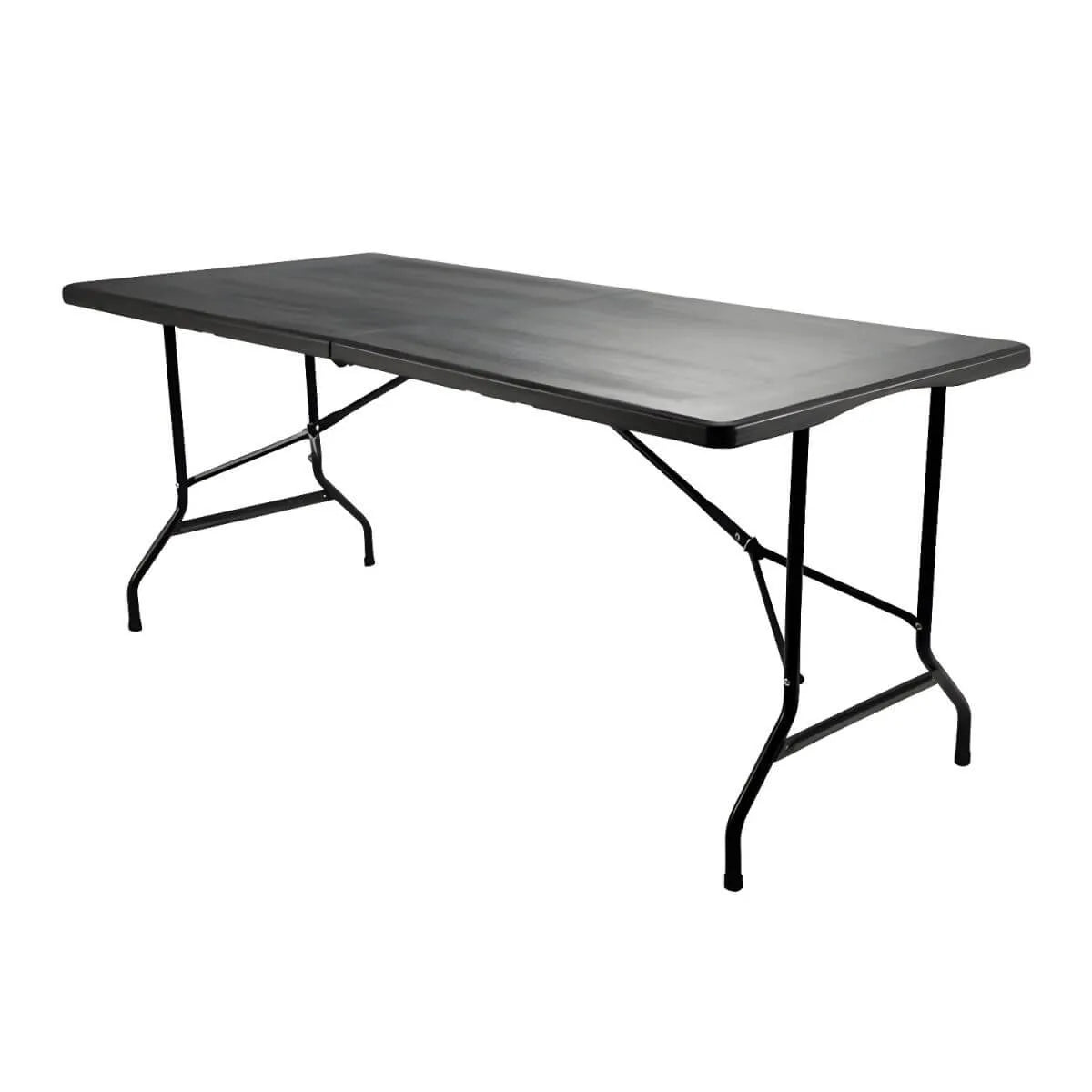 Modern Foldable Camping Table with Wood-Grain Plastic Top