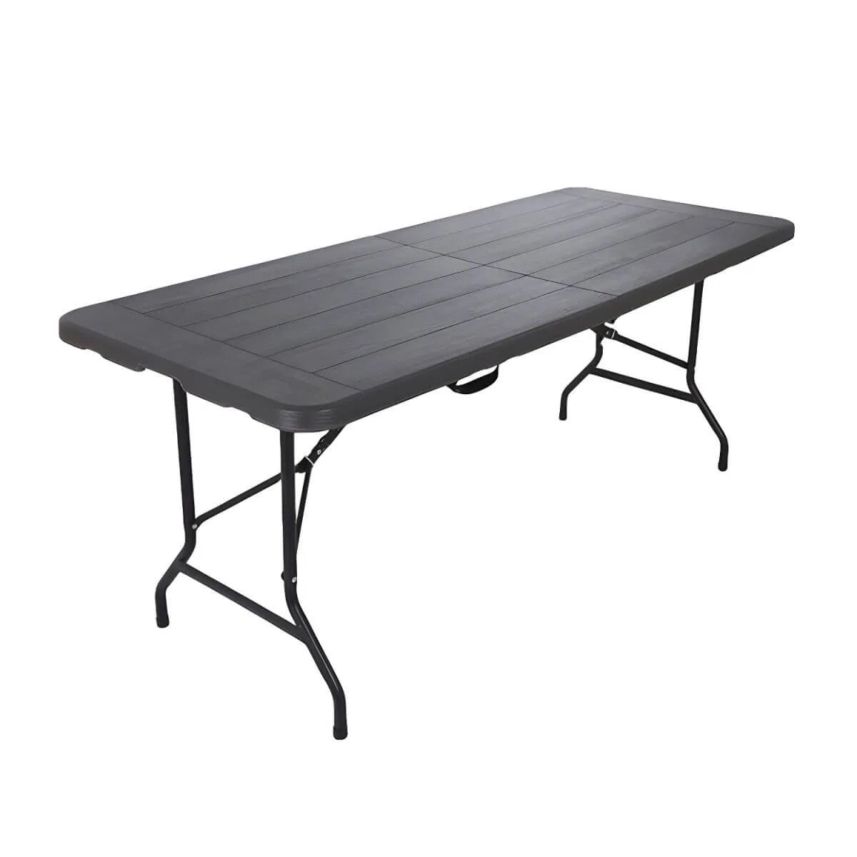 Modern Foldable Camping Table with Wood-Grain Plastic Top