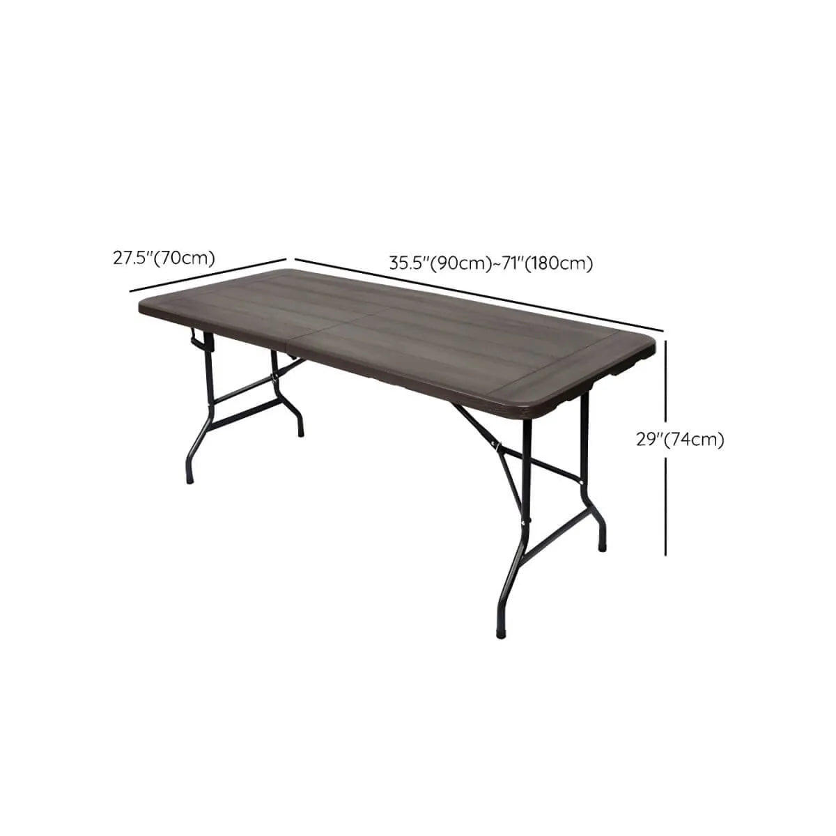 Modern Foldable Camping Table with Wood-Grain Plastic Top Dimensions