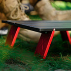 Modern Foldable Metal Coffee Table – Black Top with Red Frame